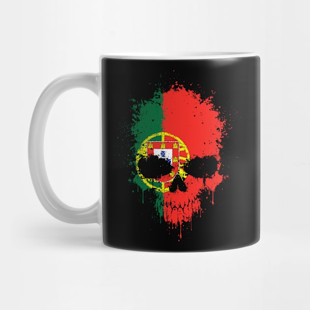 Chaotic Portuguese Flag Splatter Skull by jeffbartels